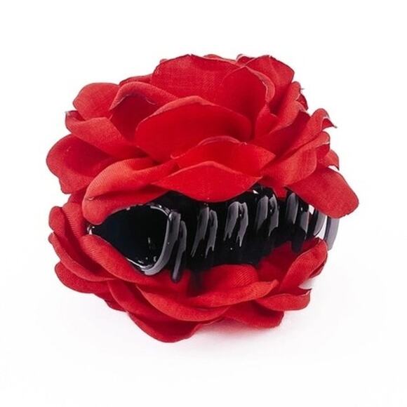 Blooming Rose Hair Claw Clip Red - Picture 2 of 4